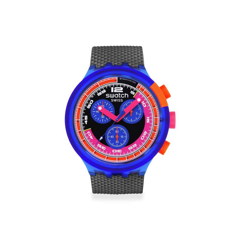 Montre SWATCH neon homme bracelet matériau biosourcé noir - vue 1