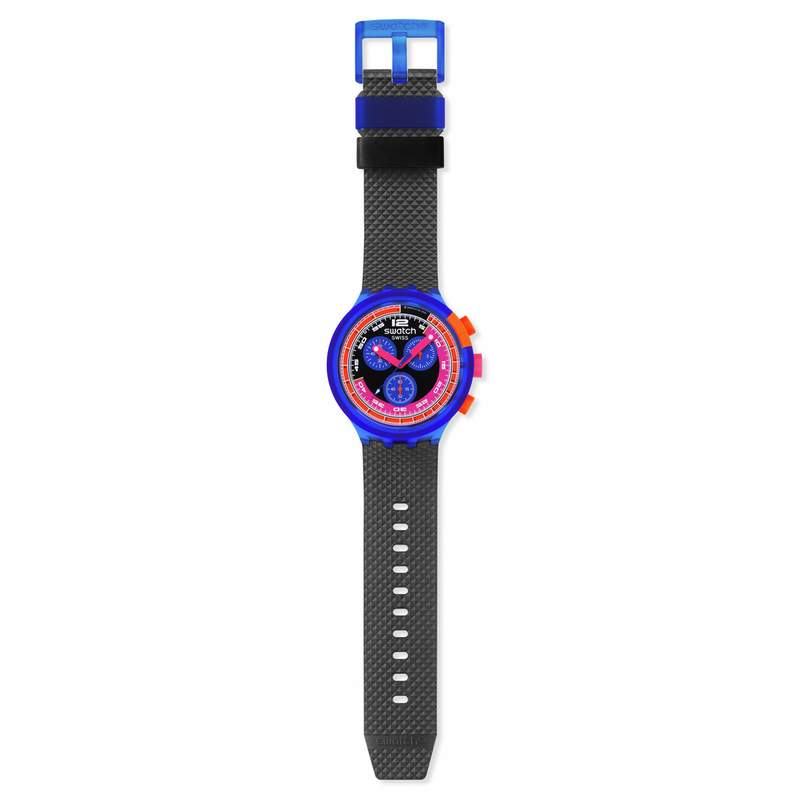 Montre SWATCH neon homme bracelet matériau biosourcé noir - vue D1