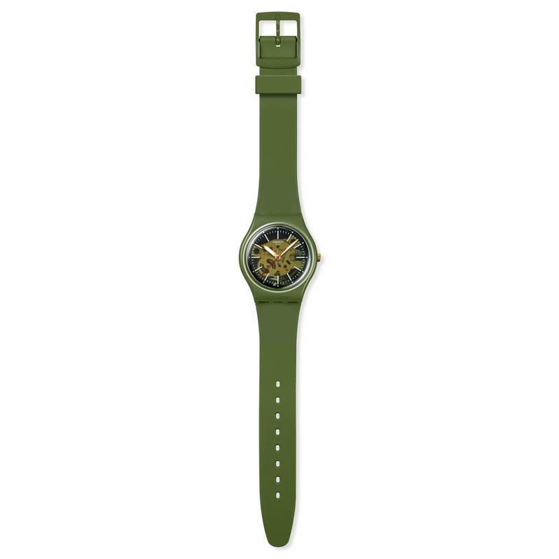 Montre SWATCH essentials homme bracelet matériau biosourcé vert - vue D1