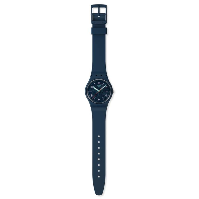Montre SWATCH essentials homme bracelet matériau biosourcé bleu - vue D1