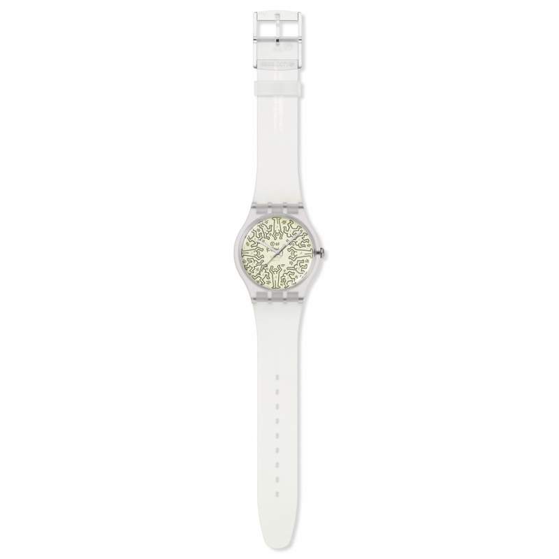 Montre SWATCH break free homme bracelet silicone transparent - vue D1