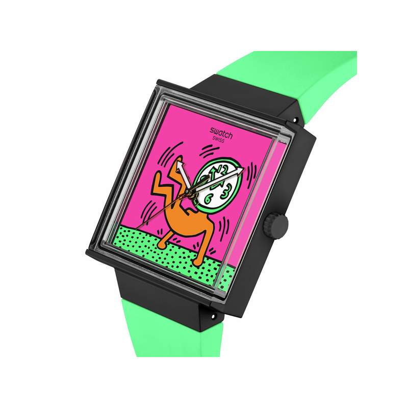 Montre SWATCH break free homme bracelet silicone vert - vue 2