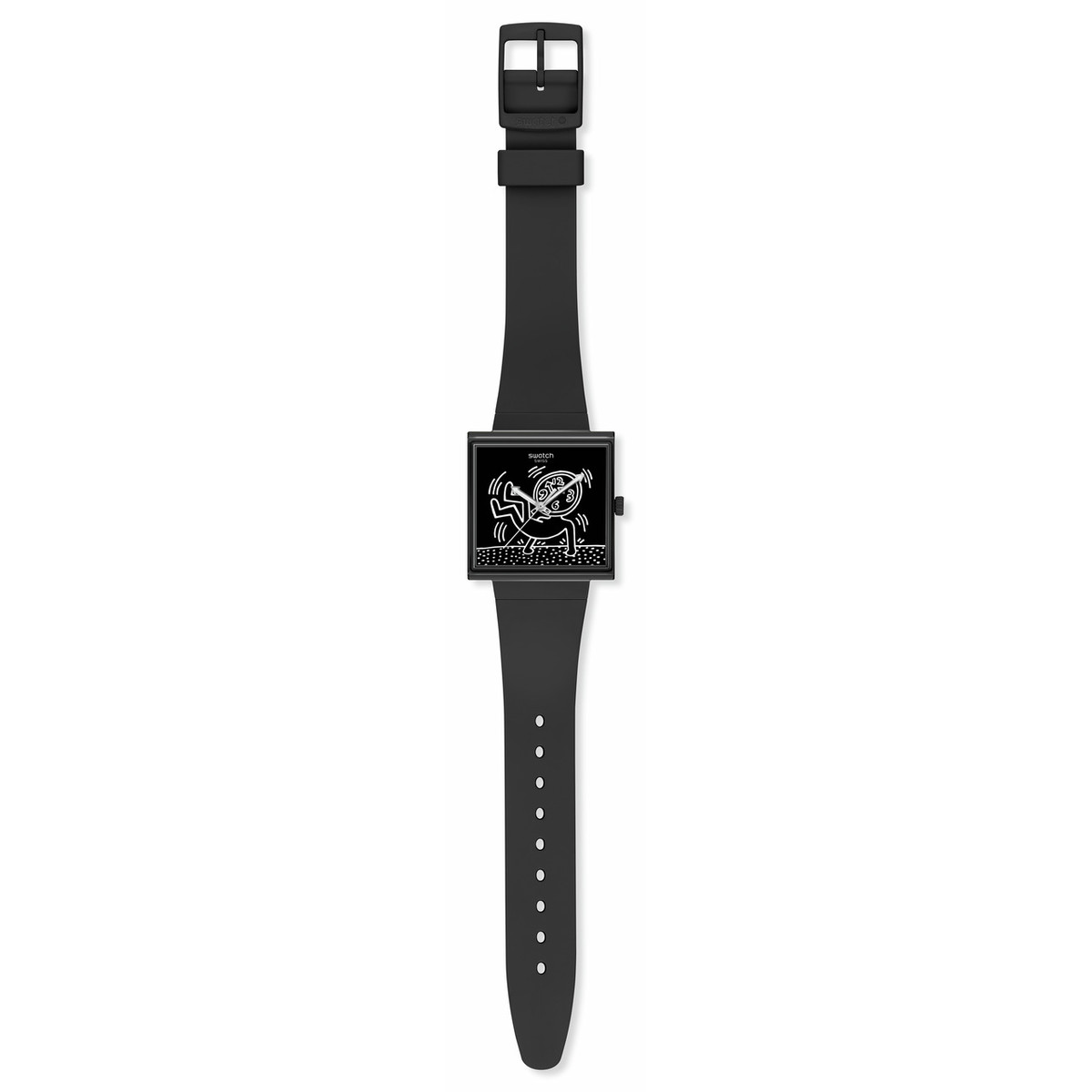 Montre SWATCH break free homme bracelet matériau biosourcé noir - vue D1