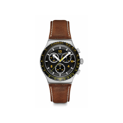 Montre SWATCH holiday collection homme bracelet cuir animal brun - vue 1