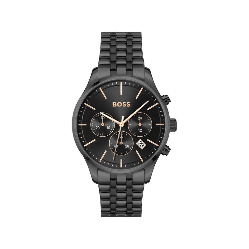 Montre BOSS Avery homme noir bracelet acier noir - vue 1