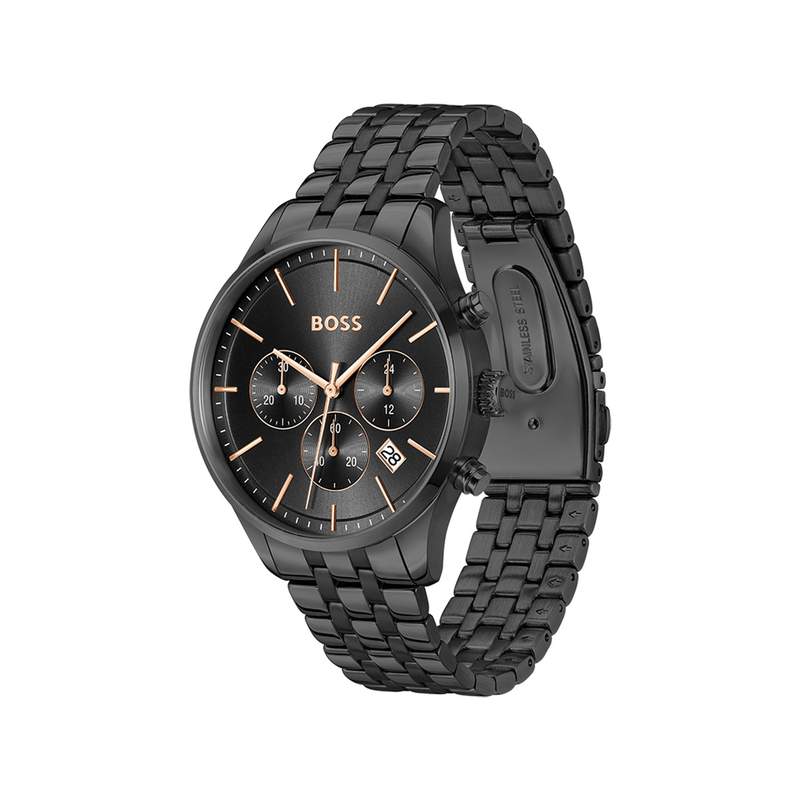 Montre BOSS Avery homme noir bracelet acier noir - vue 2