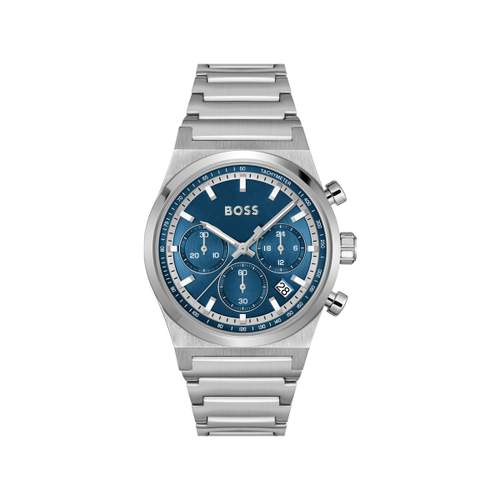 BOSS Candor Chrono herenhorloge met blauwe wijzerplaat en stalen armband