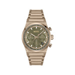 Montre BOSS Candor Chrono homme cadran vert bracelet acier beige - vue 1