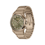 Montre BOSS Candor Chrono homme cadran vert bracelet acier beige - vue 2