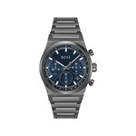 Montre BOSS Candor Chrono homme cadran bleu bracelet acier gris - vue 1