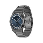 Montre BOSS Candor Chrono homme cadran bleu bracelet acier gris - vue 2
