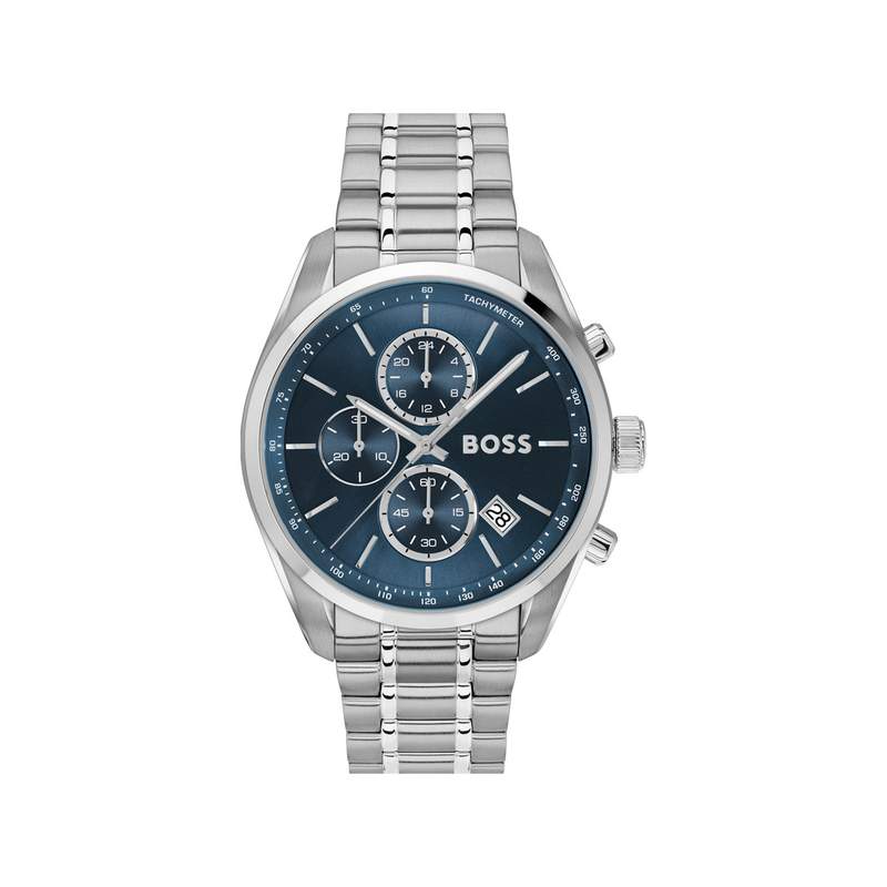Montre BOSS Grand Prix 44 homme cadran bleu bracelet acier - vue 1