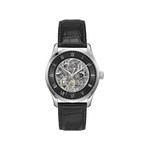 Montre BOSS Skeleton homme noir bracelet cuir - vue 1