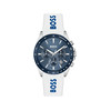 Montre BOSS Strike Chrono homme cadran bleu bracelet silicone blanc - vue V1