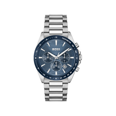 Montre BOSS Strike homme cadran bleu bracelet acier - vue 1