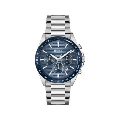 BOSS Strike herenhorloge met blauwe wijzerplaat en roestvrijstalen armband