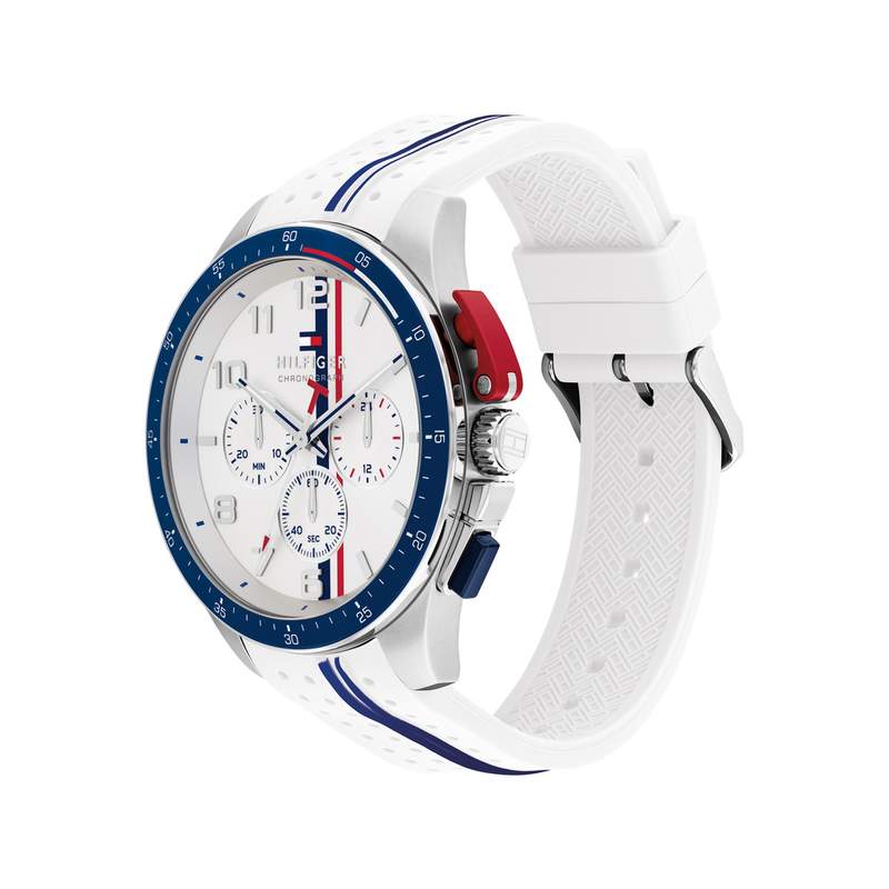 Montre TOMMY HILFIGER Bank homme blanc bracelet silicone - vue 2
