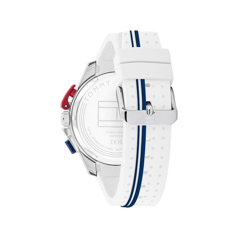 Montre TOMMY HILFIGER Bank homme blanc bracelet silicone - vue 3