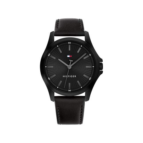 TOMMY HILFIGER Bruce herenhorloge zwart lederen band