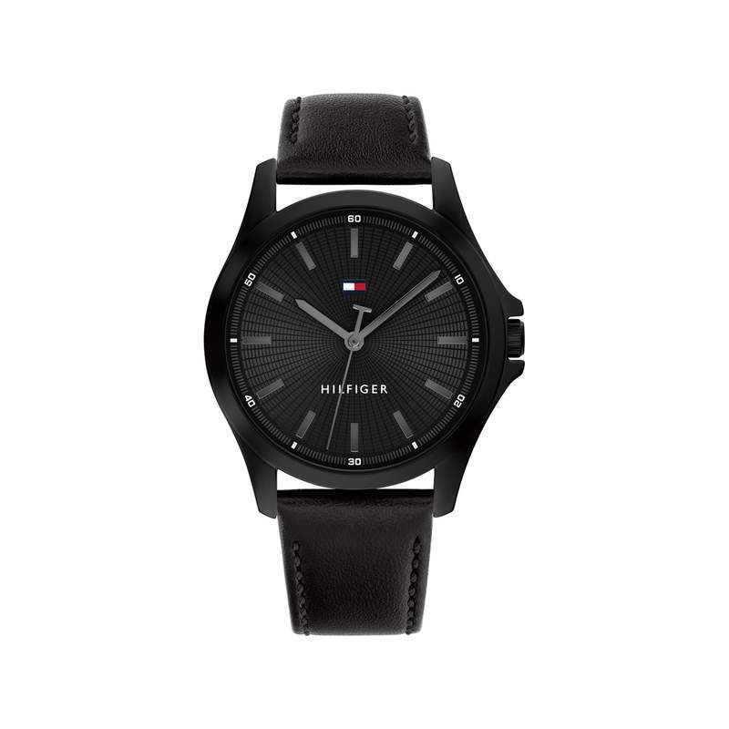 Montre TOMMY HILFIGER Bruce homme noir bracelet cuir - vue 1