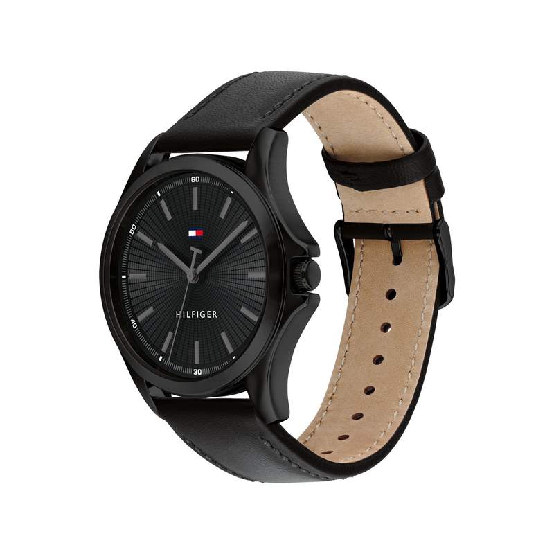 Montre TOMMY HILFIGER Bruce homme noir bracelet cuir - vue 2