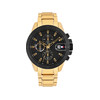 Montre TOMMY HILFIGER homme cadran noir bracelet acier doré jaune - vue V1