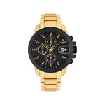 Montre TOMMY HILFIGER homme cadran noir bracelet acier doré jaune - vue 1