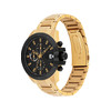 Montre TOMMY HILFIGER homme cadran noir bracelet acier doré jaune - vue V2