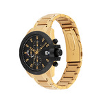 Montre TOMMY HILFIGER homme cadran noir bracelet acier doré jaune - vue 2