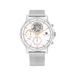 Montre TOMMY HILFIGER Stewart homme cadran blanc bracelet milanais acier - vue 1