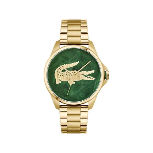 LACOSTE le croc herenhorloge staal geel goud groene wijzerplaat