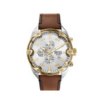 Montre DIESEL spiked homme bracelet cuir marron - vue 1