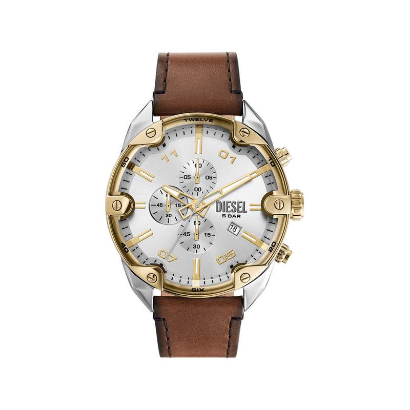 Montre DIESEL spiked homme bracelet cuir marron - vue 1