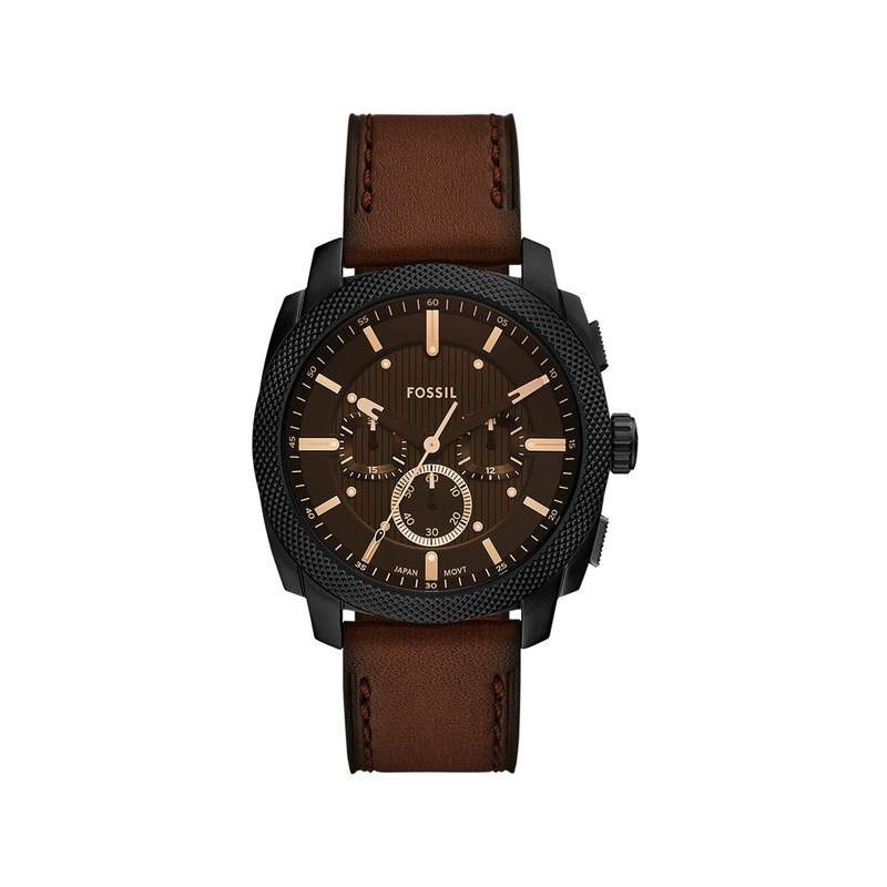 Montre FOSSIL machine homme bracelet cuir marron - vue 1