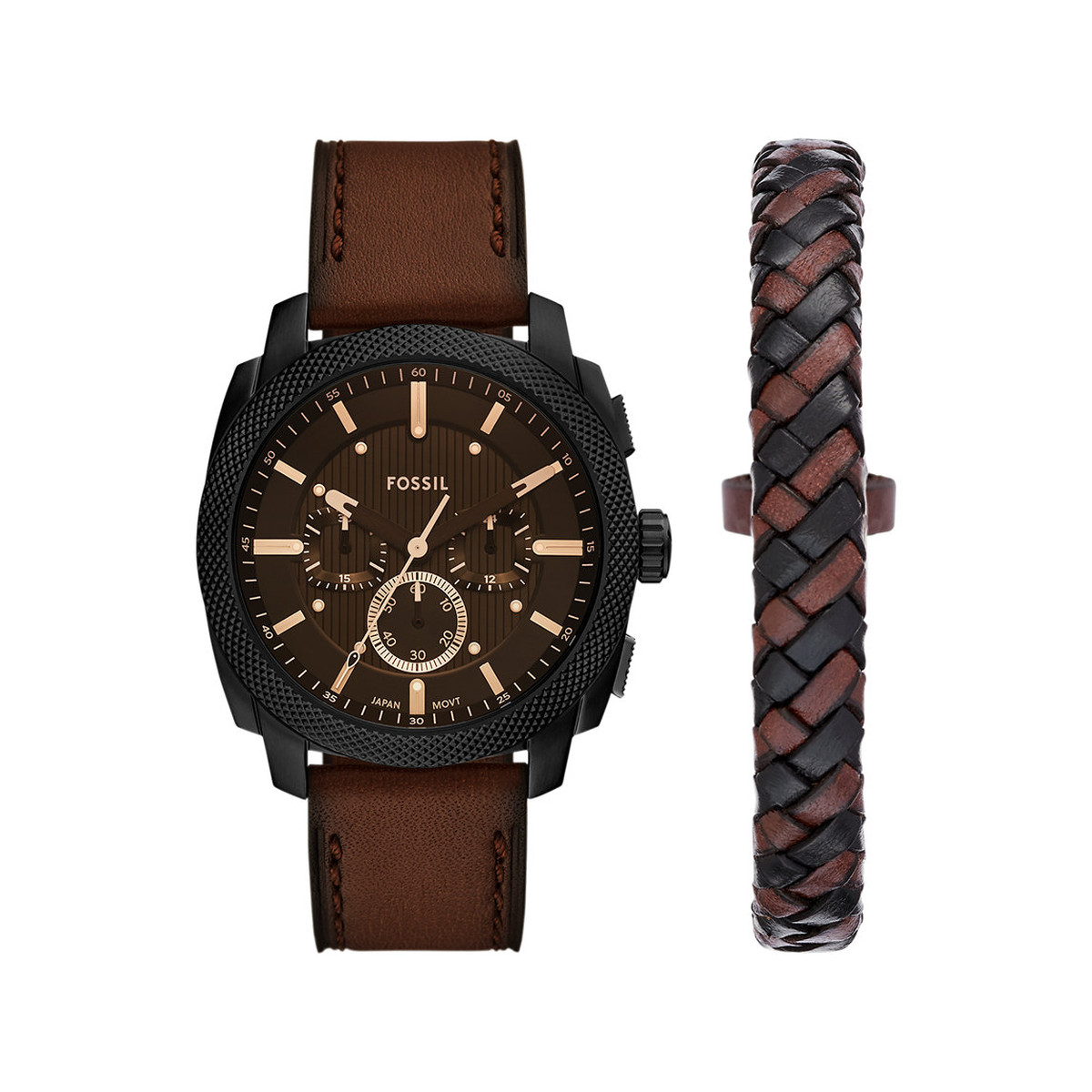 Montre FOSSIL machine homme bracelet cuir marron