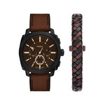Montre FOSSIL machine homme bracelet cuir marron - vue 1