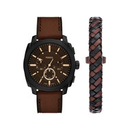 Montre FOSSIL machine homme bracelet cuir marron