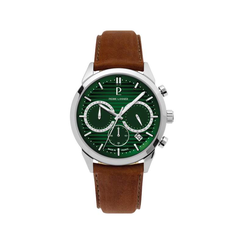 Montre PIERRE LANNIER monarck homme bracelet cuir brun - vue 1
