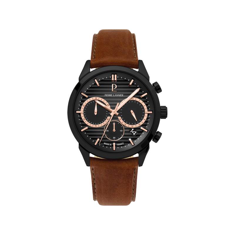 Montre PIERRE LANNIER monarck homme bracelet cuir brun - vue 1
