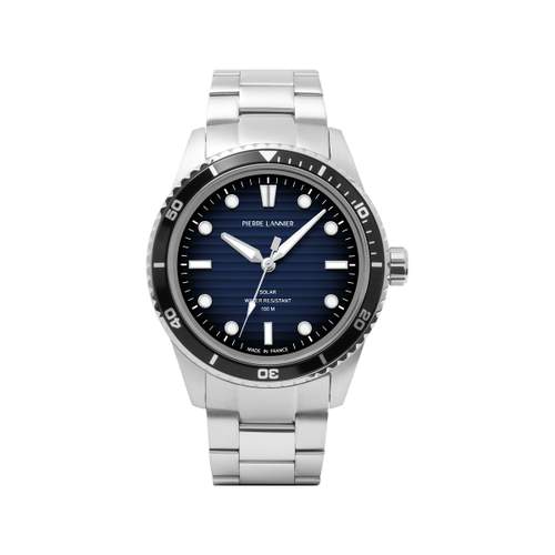 Montre PIERRE LANNIER inti homme solaire, bracelet acier gris