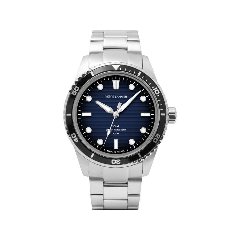 Montre PIERRE LANNIER inti homme solaire, bracelet acier gris - vue 1