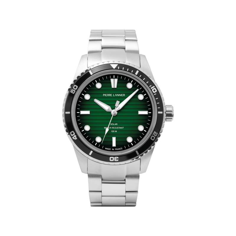 Montre PIERRE LANNIER inti homme solaire, bracelet acier gris - vue 1
