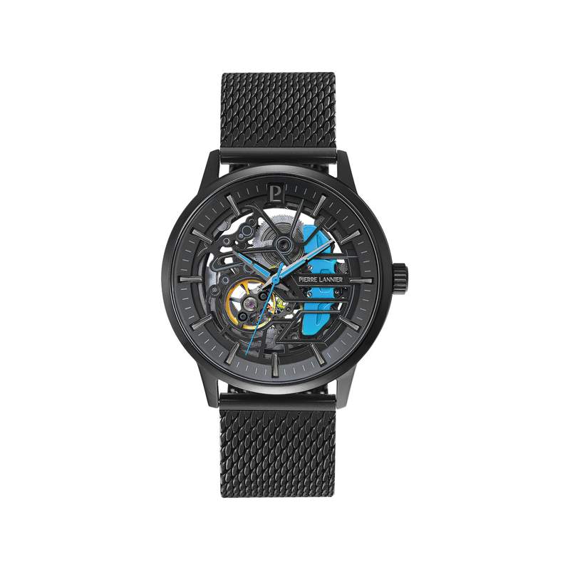 PIERRE LANNIER Men's Automatic Paddock Watch, Black Steel Bracelet - View 1