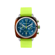 Montre BRISTON homme CLUBMASTER CLASSIC SUMMER VIBES cadran bleu bracelet nylon jaune