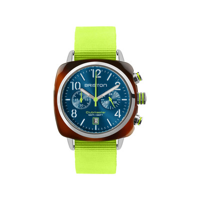 Montre BRISTON homme CLUBMASTER CLASSIC SUMMER VIBES cadran bleu bracelet nylon jaune - vue 1