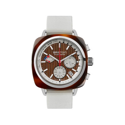 BRISTON men's watch CLUBMASTER REGATTA brown dial white nylon strap