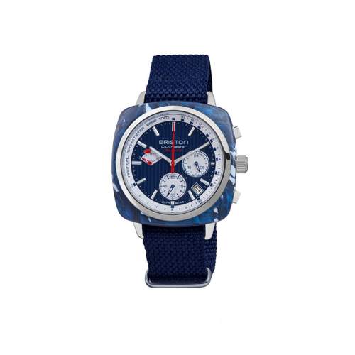 BRISTON men's watch CLUBMASTER REGATTA blue dial navy blue recycled plastic strap