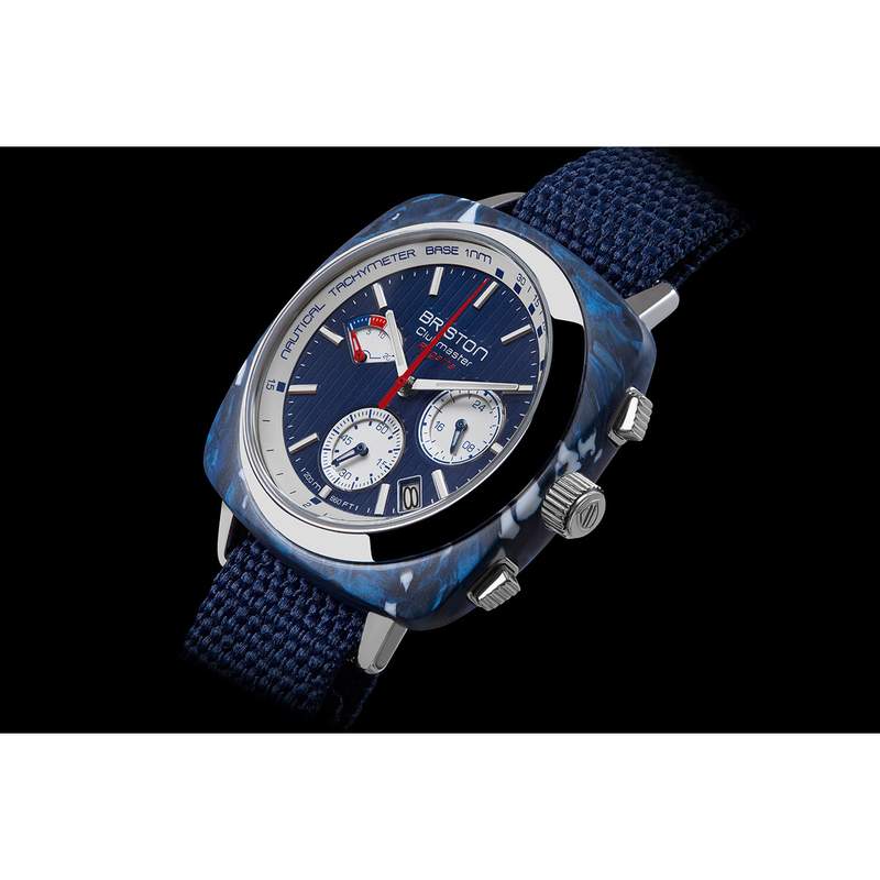 Montre BRISTON homme CLUBMASTER REGATTA cadran bleu bracelet plastique recyclé bleu marine - vue 2