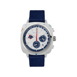 Montre BRISTON homme CLUBMASTER REGATTA cadran blanc bracelet plastique recyclé bleu marine - vue 1