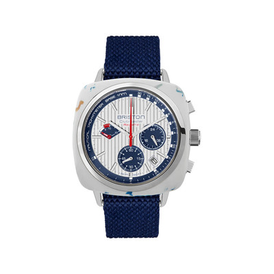 BRISTON men's watch CLUBMASTER REGATTA white dial navy blue recycled plastic strap